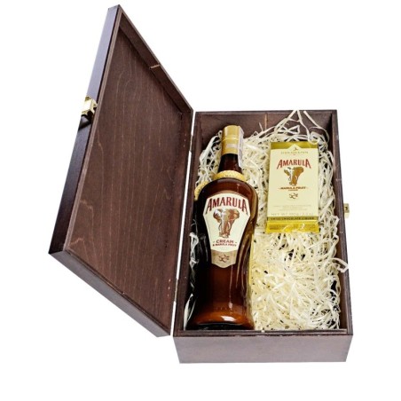 AMARULA CREAM LIKIER 0,7L 17% W SKRZYNCE DREWNIANEJ + CZEKOLADA