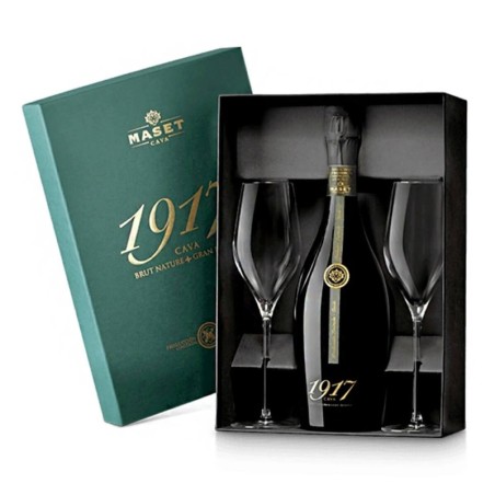 CAVA MASET 1917 BRUT NATURE GRAN RESERVA 0,75L 11,5% + 2 KIELISZKI