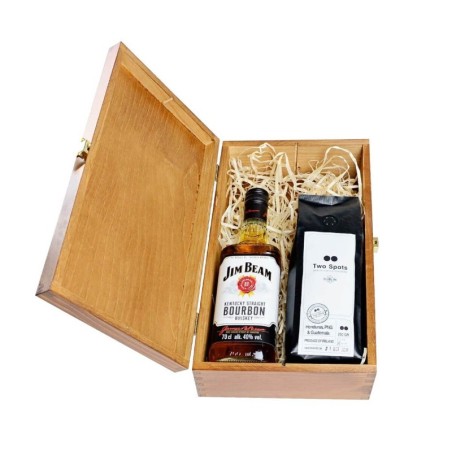 JIM BEAM 4YO BOURBON 0,7L 40% W SKRZYNCE DREWNIANEJ + KAWA 