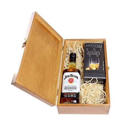 JIM BEAM 4YO BOURBON 0,7L 40% W SKRZYNCE DREWNIANEJ + CZEKOLADKI