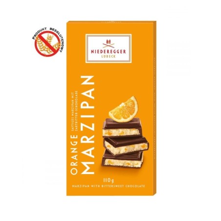 NIEDEREGGER CZEKOLADA MARCEPANOWA PÓŁGORZKA Z POMARAŃCZĄ 110G