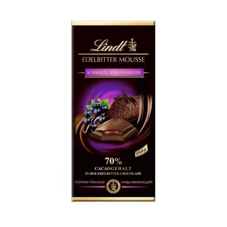 LINDT EDELBITTER MOUSSE CZEKOLADA GORZKA SCHWARZE JOHANNISBEERE 150G