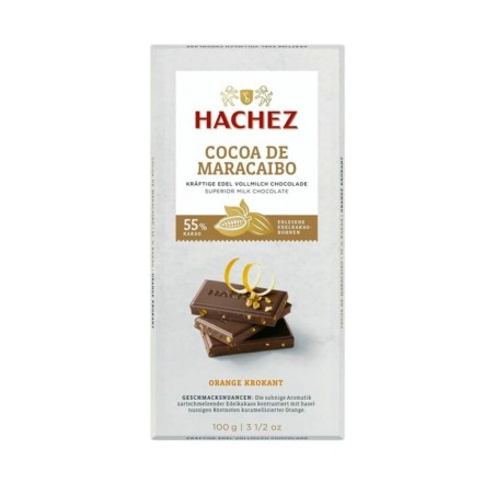 HACHEZ CZEKOLADA MLECZNA COCOA DE MARACAIBO SKÓRKA POMARAŃCZY - MIGDAŁ 100G