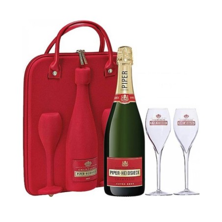 SZAMPAN PIPER HEIDSIECK CUVEE BRUT  0,75L 12%  TOREBKA + 2 KIELISZKI