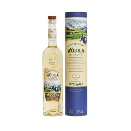 MANUFAKTUROWA WÓDKA ŚLIWOWICA Z MIODEM 0,5L 63% + TUBA