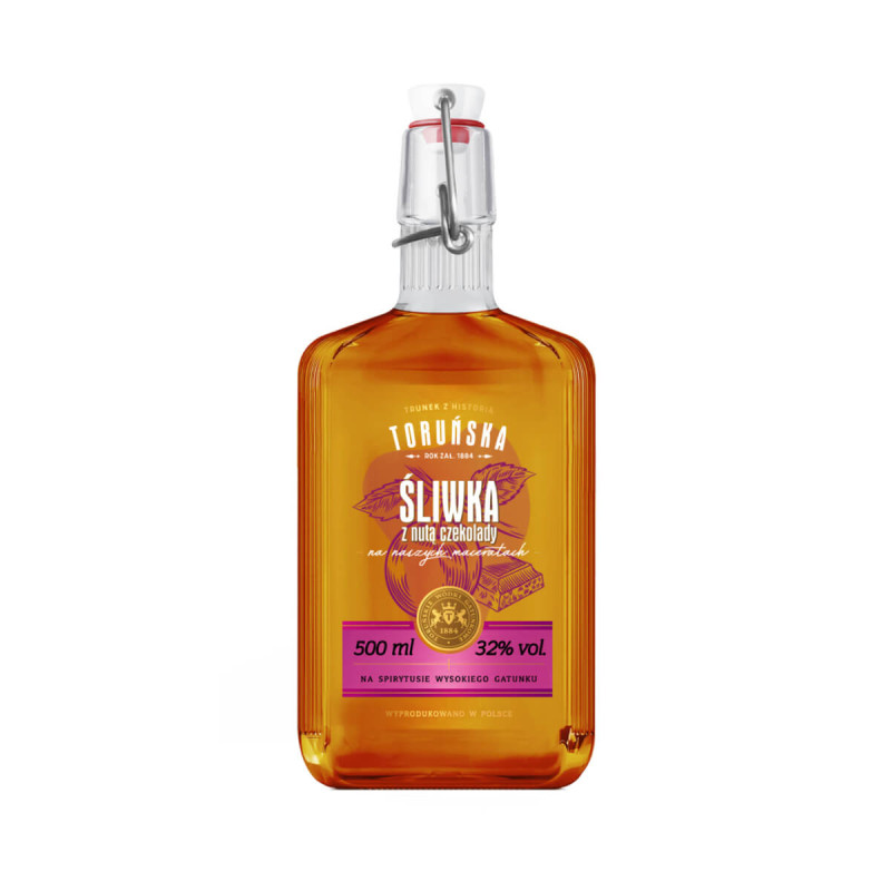 TORUŃSKA ŚLIWKA Z NUTĄ CZEKOLADY RYFLE LIKIER 0,5L 32%